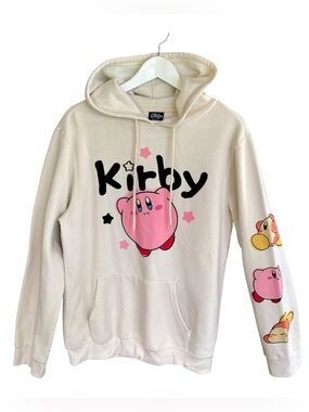 Kirby Nintendo Hoodie Sweatshirt Graphics Pullover Cream Pink Unisex XL